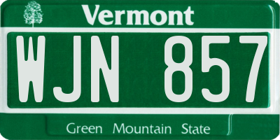 VT license plate WJN857