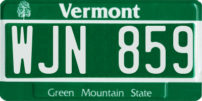 VT license plate WJN859