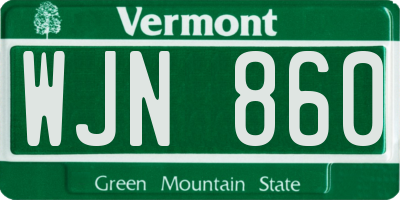 VT license plate WJN860