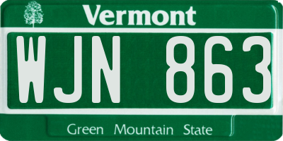 VT license plate WJN863