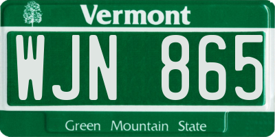 VT license plate WJN865