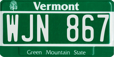 VT license plate WJN867