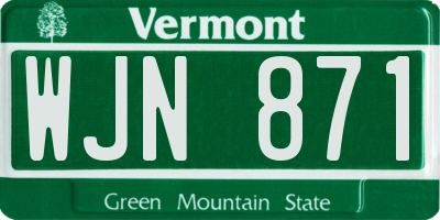 VT license plate WJN871