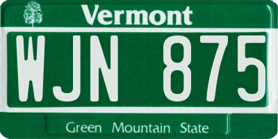VT license plate WJN875
