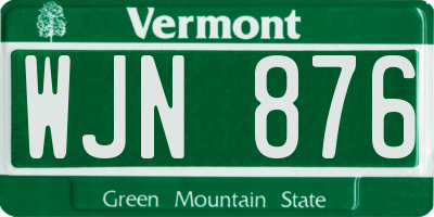 VT license plate WJN876