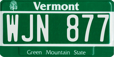 VT license plate WJN877