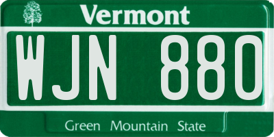 VT license plate WJN880
