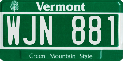 VT license plate WJN881