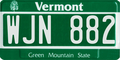 VT license plate WJN882