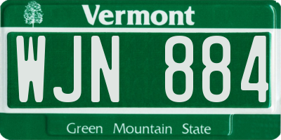 VT license plate WJN884