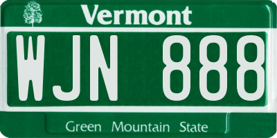 VT license plate WJN888
