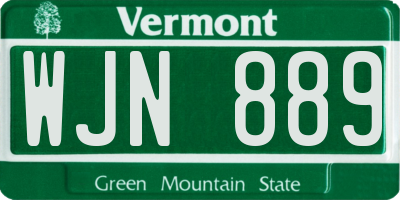 VT license plate WJN889