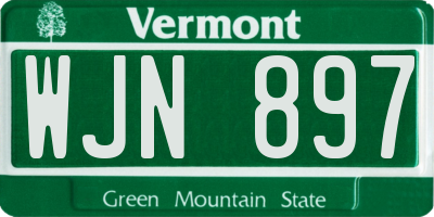 VT license plate WJN897