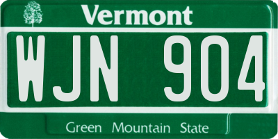 VT license plate WJN904