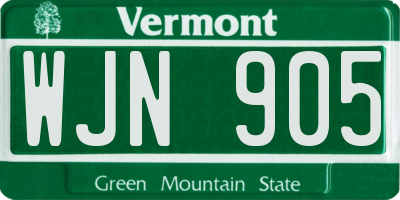 VT license plate WJN905