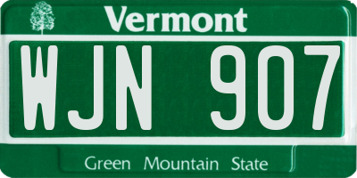 VT license plate WJN907