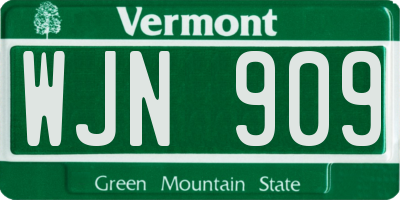 VT license plate WJN909