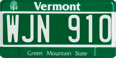 VT license plate WJN910