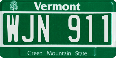 VT license plate WJN911