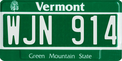 VT license plate WJN914