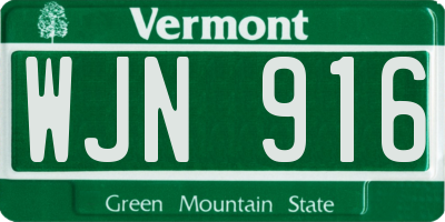 VT license plate WJN916