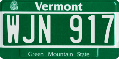 VT license plate WJN917