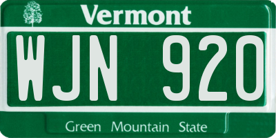 VT license plate WJN920