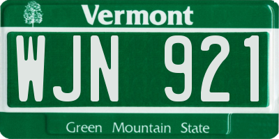 VT license plate WJN921