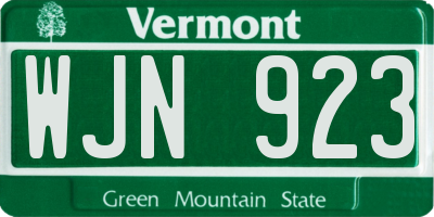 VT license plate WJN923
