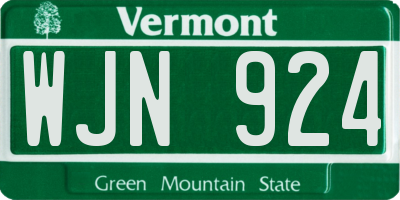 VT license plate WJN924