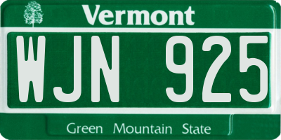 VT license plate WJN925