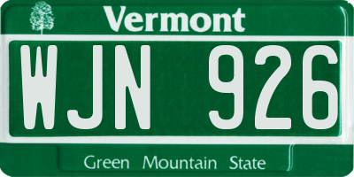 VT license plate WJN926