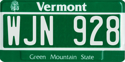 VT license plate WJN928