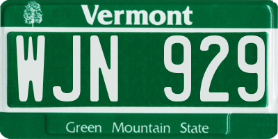 VT license plate WJN929