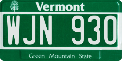 VT license plate WJN930