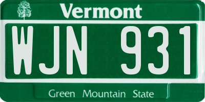 VT license plate WJN931