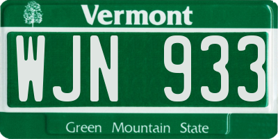 VT license plate WJN933