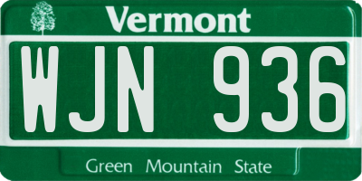 VT license plate WJN936