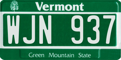 VT license plate WJN937