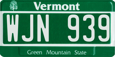 VT license plate WJN939