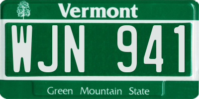 VT license plate WJN941