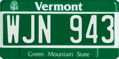 VT license plate WJN943