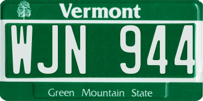 VT license plate WJN944
