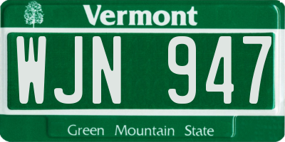 VT license plate WJN947