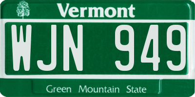 VT license plate WJN949