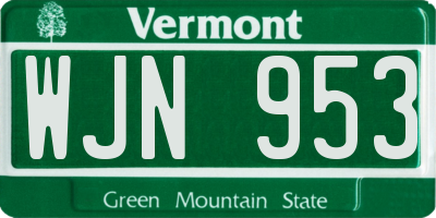 VT license plate WJN953
