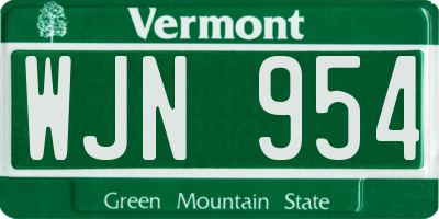 VT license plate WJN954