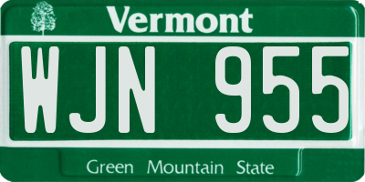 VT license plate WJN955