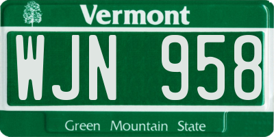VT license plate WJN958