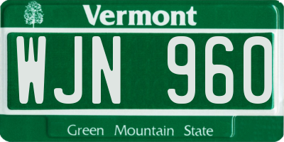 VT license plate WJN960